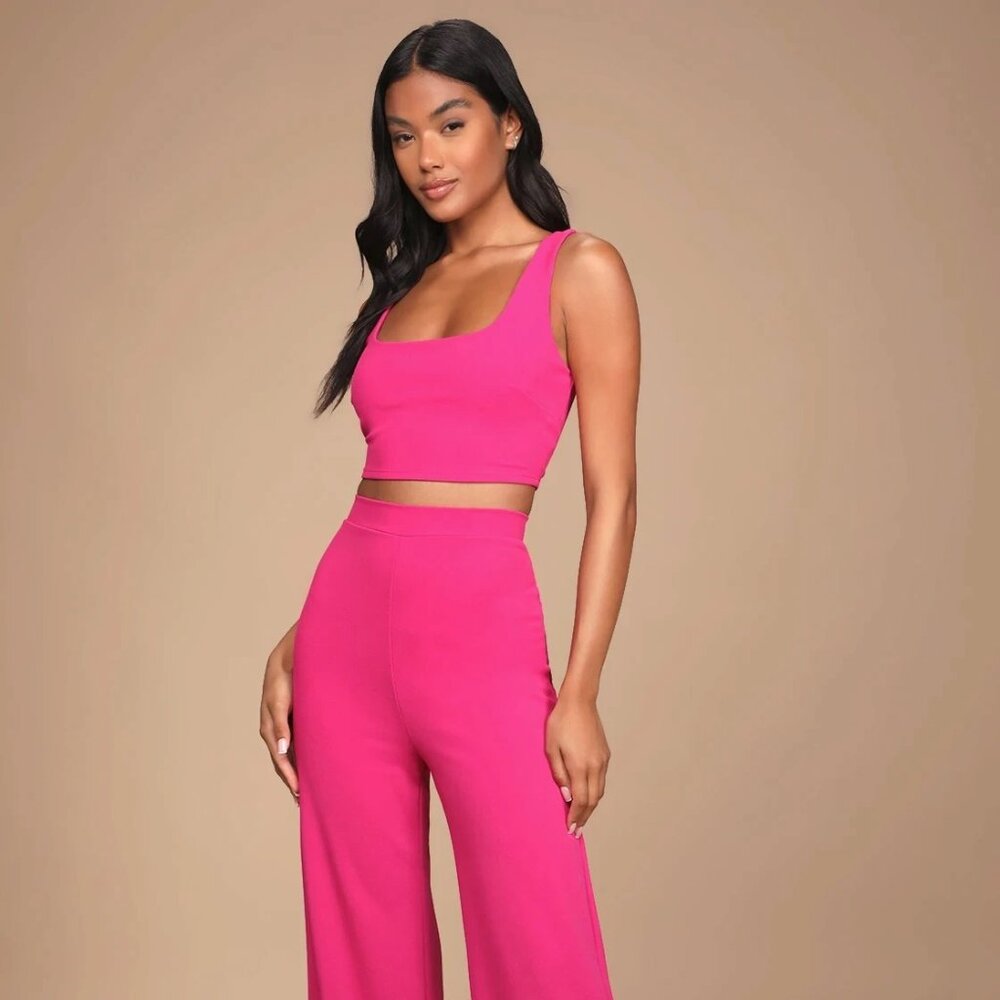 PRESIDENTS DAY SALE ‼️ Lulus Pink Two-Piece Wide-Leg Jumpsuit - Size Medium